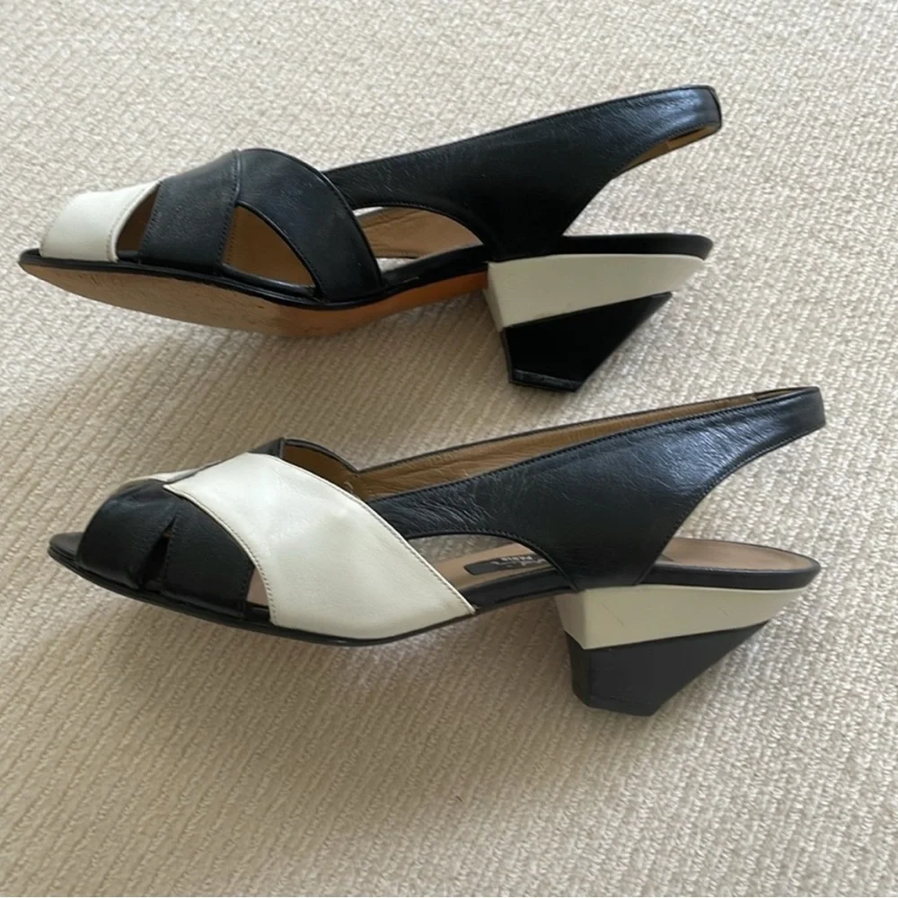PIERRE CARDIN Black And White Sling Back Heel shoes size 6US/36EU